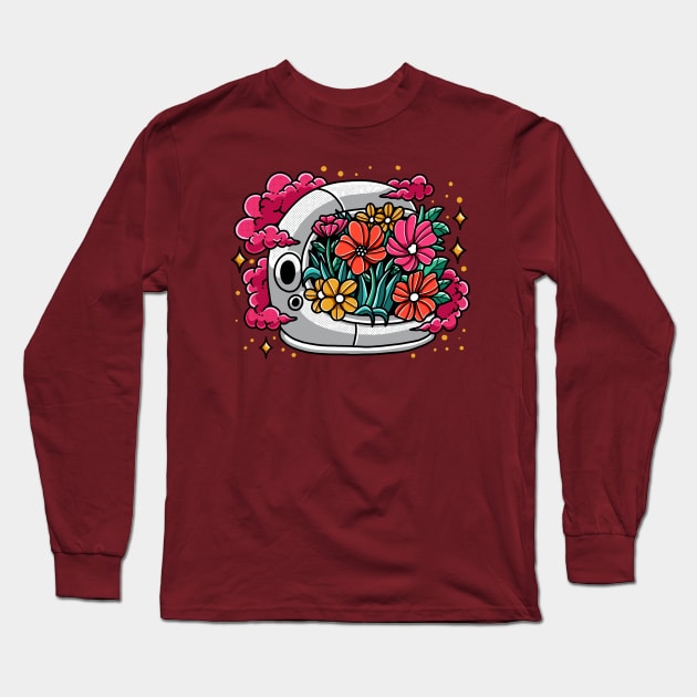 Floral Astronaut Long Sleeve T-Shirt by FunSillyShop